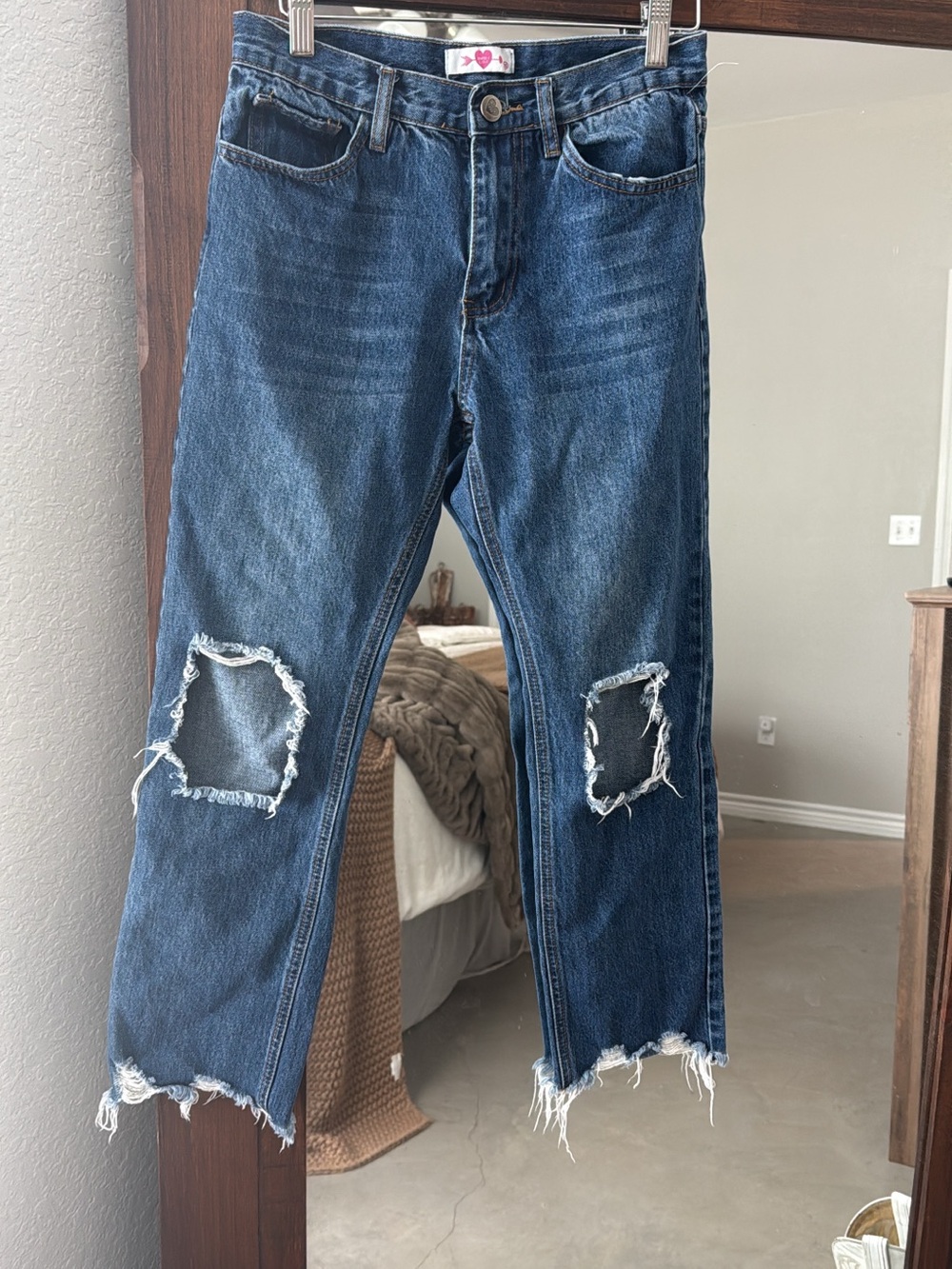 Buddy Love Distressed Dark Blue Straight Jeans